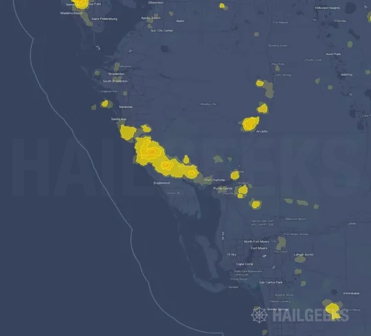 Hail map for North Port, FL