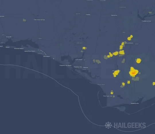 Hail map for Panama City, FL