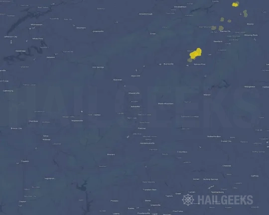 Hail map for Asheville, NC