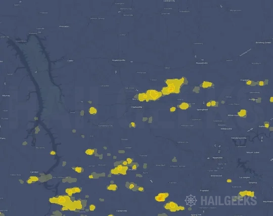 Hail map for Clarksville, TN