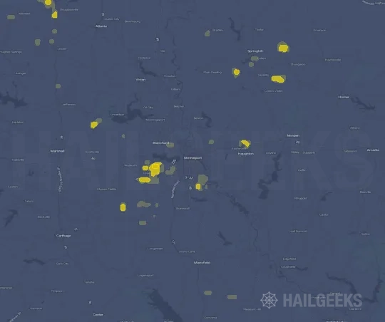 Hail map for Shreveport, LA