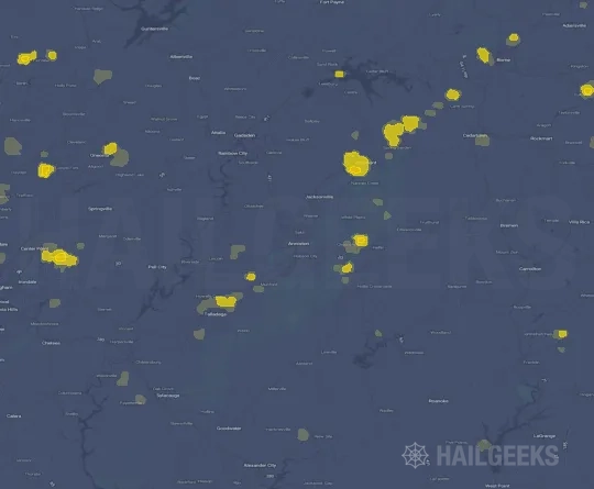 Hail map for Anniston, AL