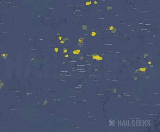 Hail map for Birmingham, AL
