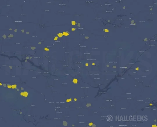 Hail map for Huntsville, AL