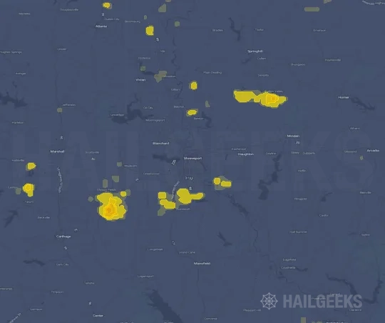 Hail map for Shreveport, LA