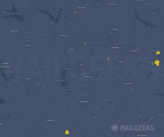 Hail map for Tyler, TX