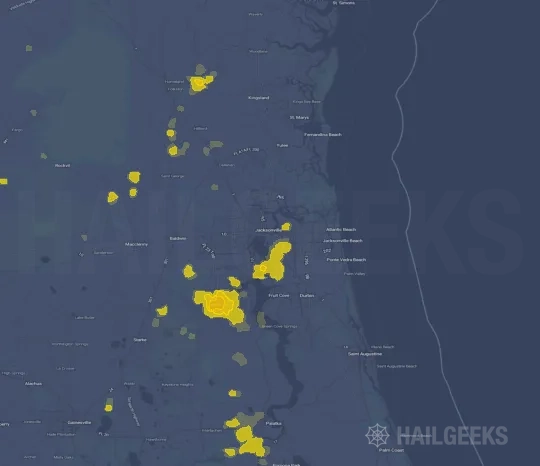 Hail map for Jacksonville, FL