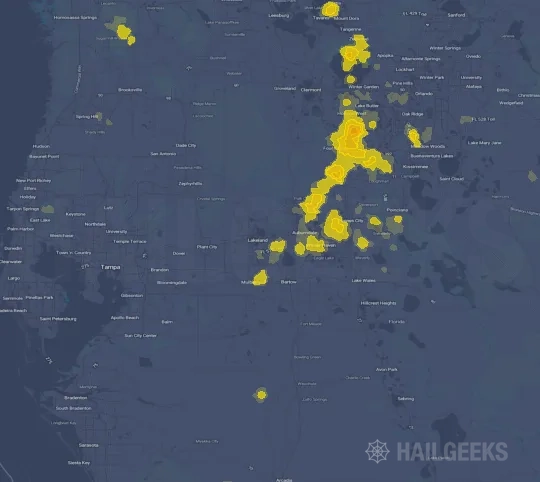 Hail map for Lakeland, FL