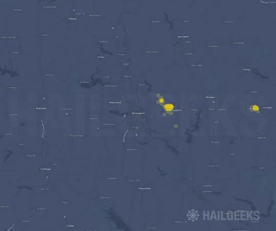 Hail map for Shreveport, LA