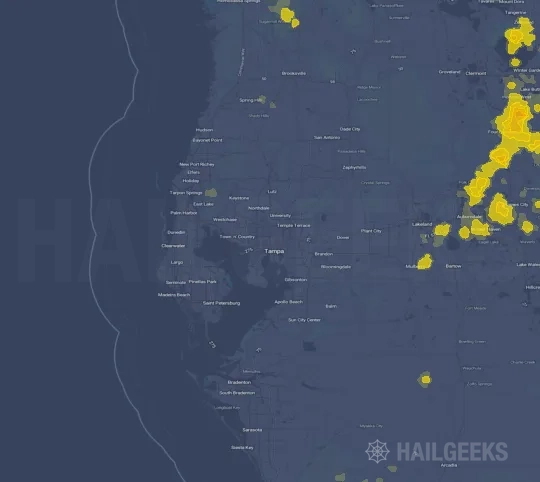 Hail map for Tampa, FL
