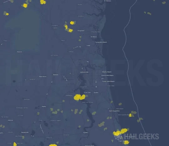 Hail map for Jacksonville, FL on Aug 2, 2022
