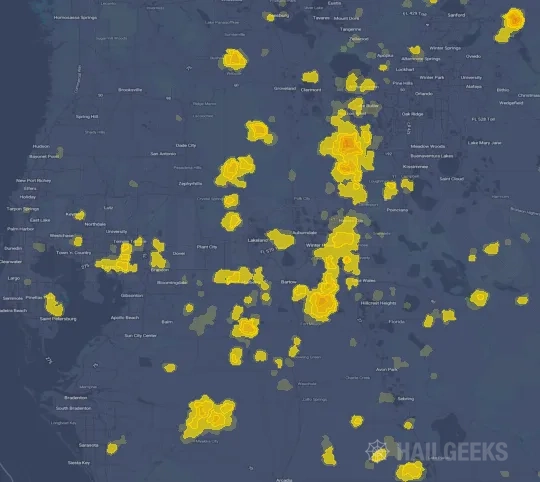Hail map for Lakeland, FL