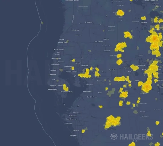 Hail map for Tampa, FL