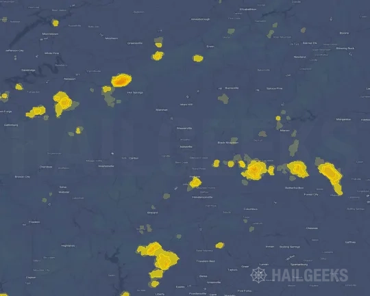 Hail map for Asheville, NC
