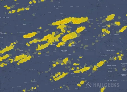 Hail map for Lansing, MI