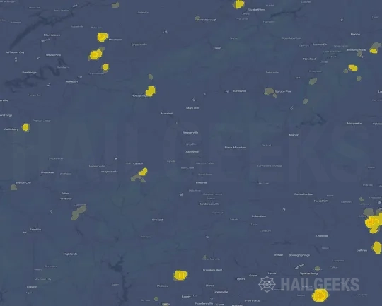 Hail map for Asheville, NC