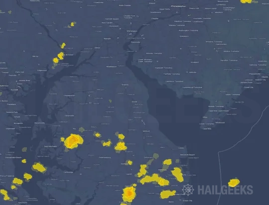 Hail map for Dover, DE