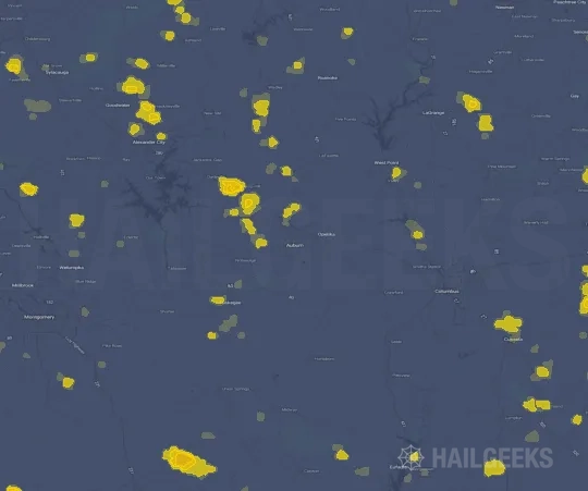 Hail map for Auburn, AL