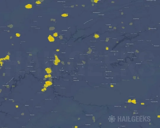 Hail map for Knoxville, TN