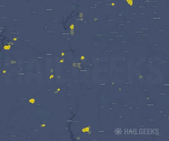 Hail map for Columbus, GA