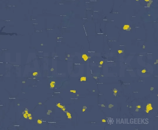 Hail map for Starkville, MS