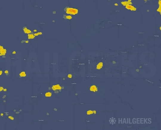 Hail map for Amarillo, TX