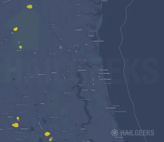 Hail map for Jacksonville, FL on Aug 8, 2022