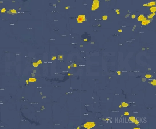 Hail map for Texarkana, TX on Aug 8, 2022