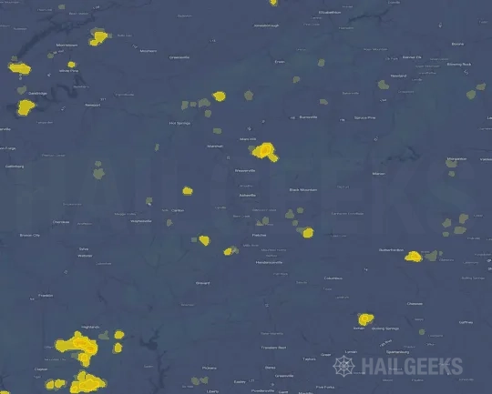 Hail map for Asheville, NC