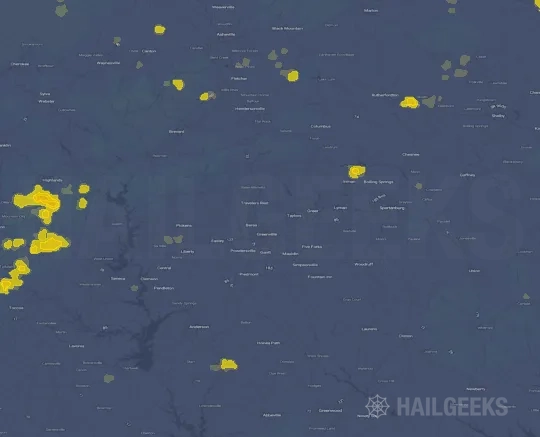 Hail map for Greenville, SC
