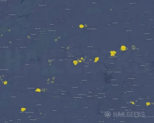 Hail map for Hickory, NC