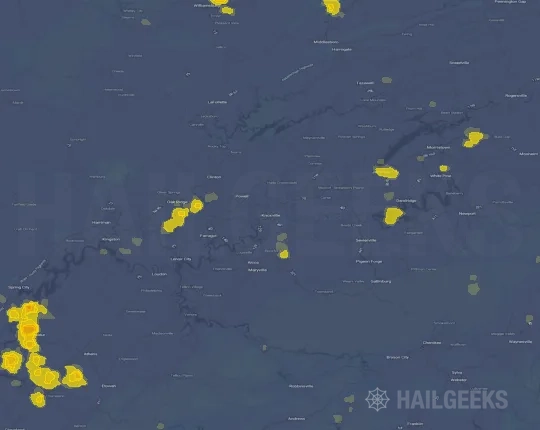 Hail map for Knoxville, TN
