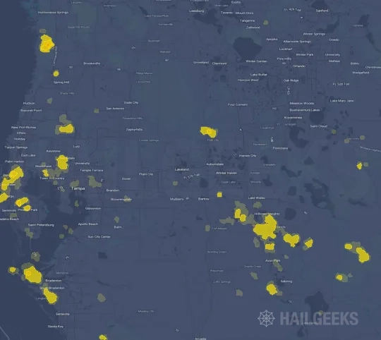 Hail map for Lakeland, FL