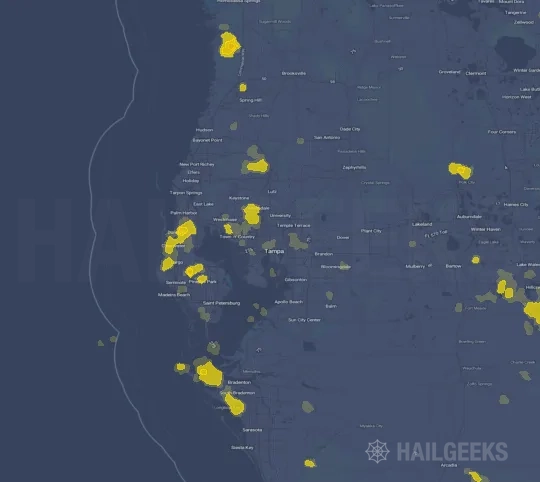 Hail map for Tampa, FL
