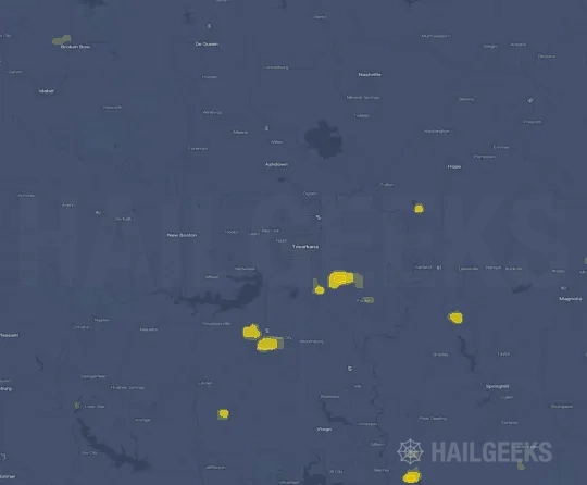 Hail map for Texarkana, TX