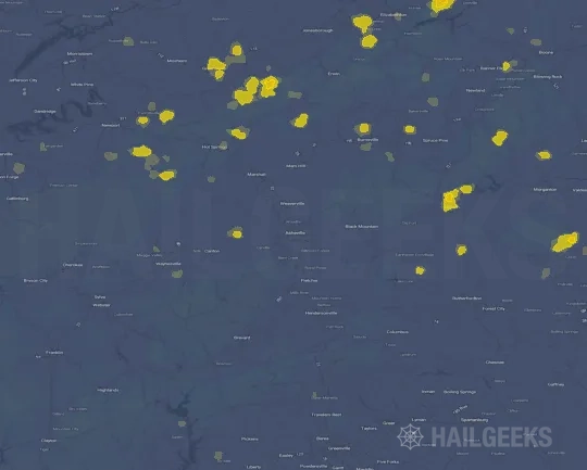 Hail map for Asheville, NC