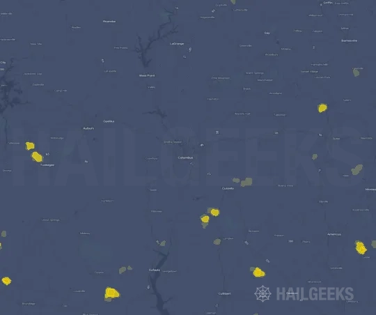 Hail map for Columbus, GA