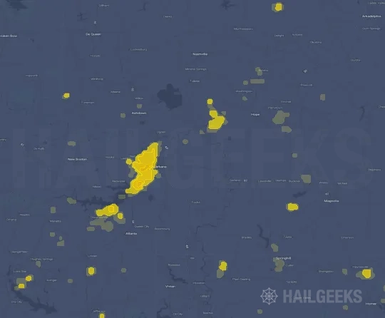Hail map for Texarkana, AR