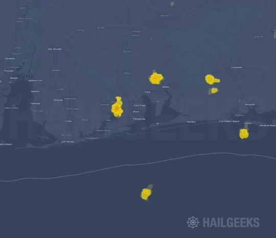 Hail map for Pensacola, FL