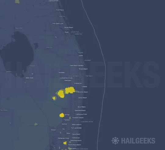 Hail map for West Palm Beach, FL