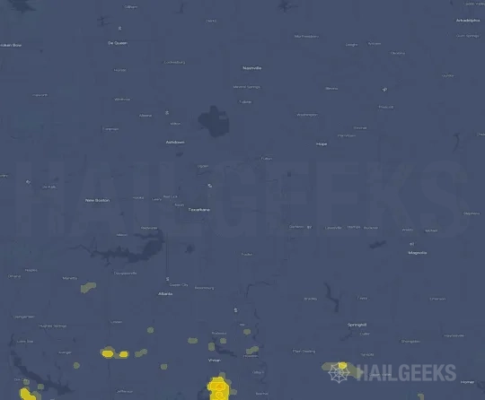 Hail map for Texarkana, AR