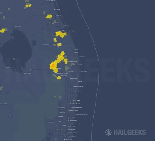 Hail map for West Palm Beach, FL