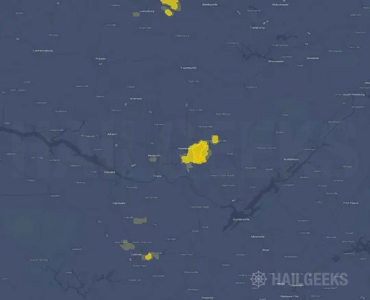 Hail map for Huntsville, AL