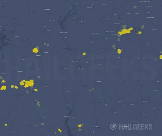 Hail map for Columbus, GA