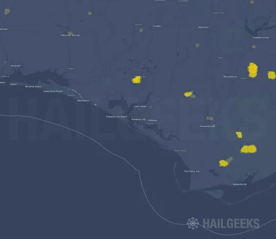 Hail map for Panama City, FL