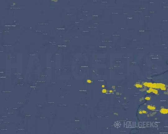 Hail map for Jonesboro, AR