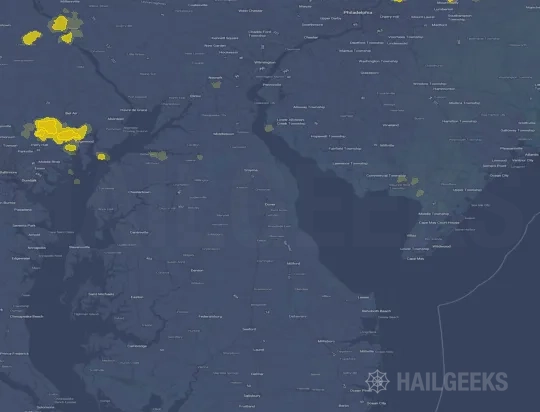 Hail map for Dover, DE