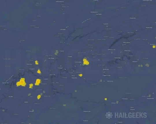 Hail map for Knoxville, TN