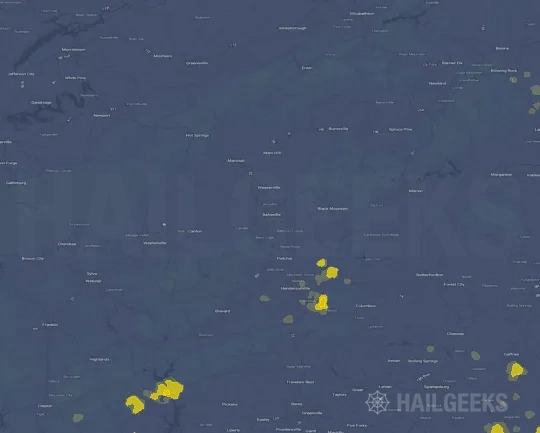 Hail map for Asheville, NC