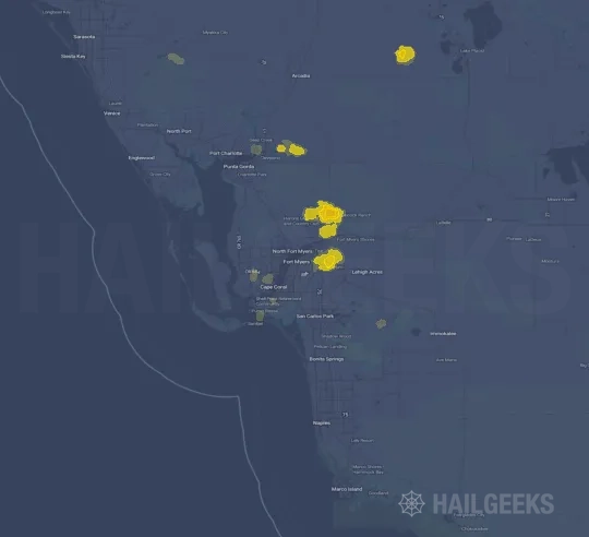 Hail map for Fort Myers, FL on Aug 31, 2022
